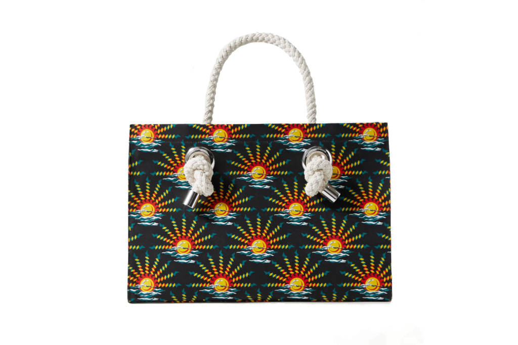 Sunrise pattern beach bag with rope handles