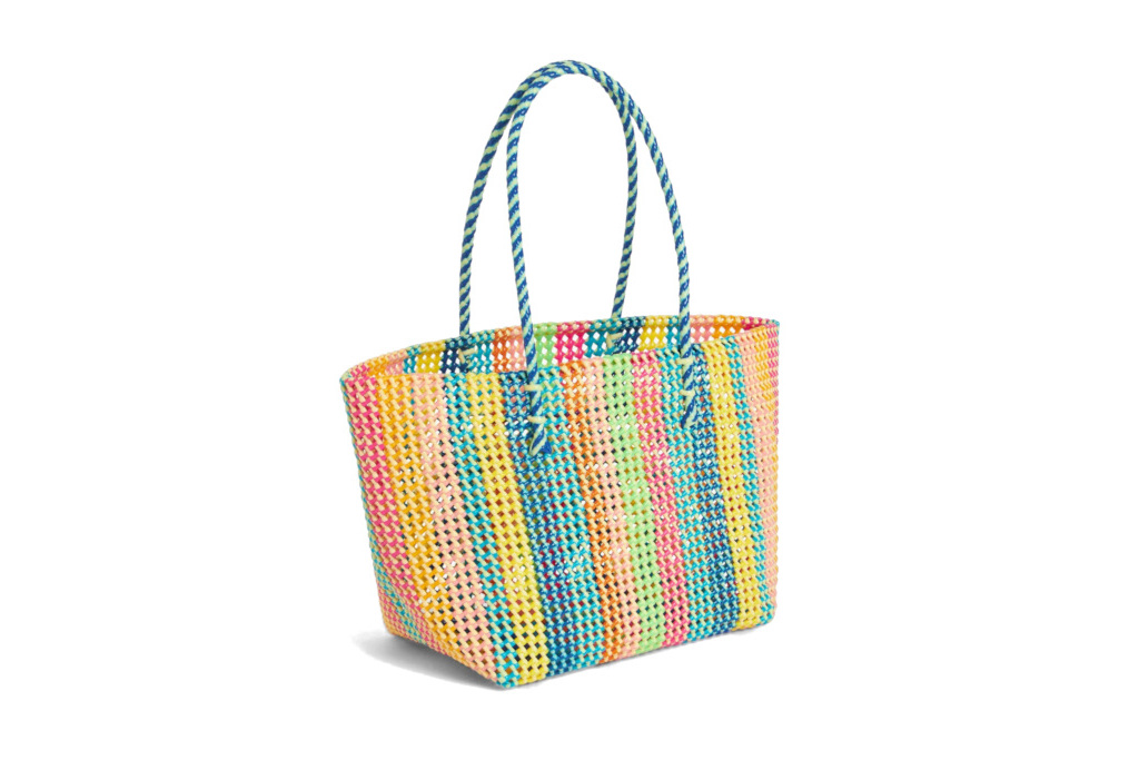 Rainbow stripe woven bag