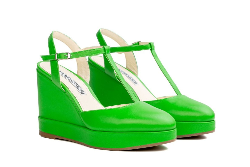 Neon green wedge heels