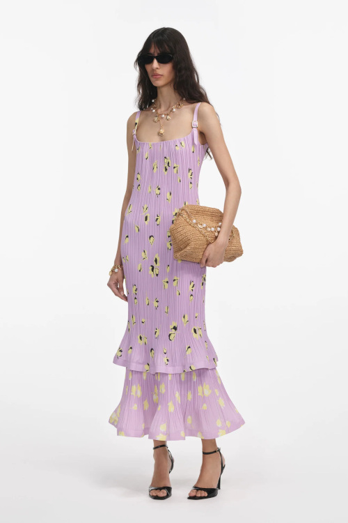 Purple dress with yellow flowers