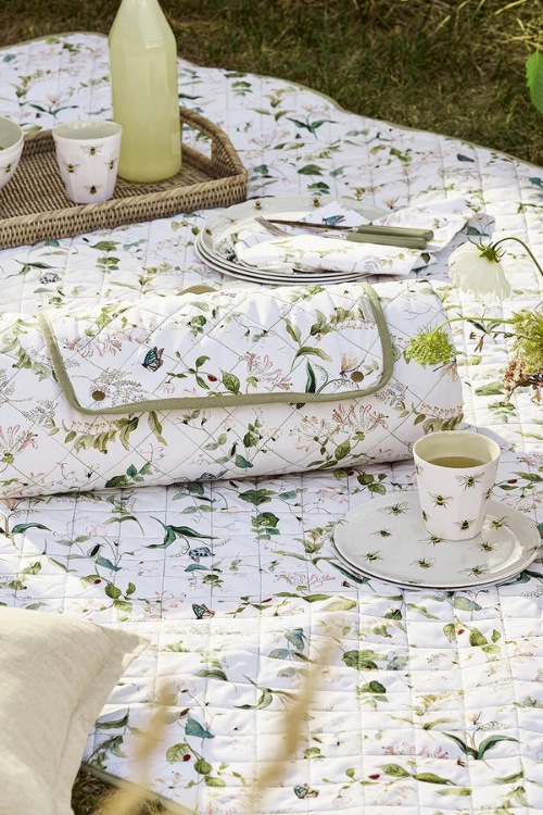White floral picnic rug from Sophie Allport