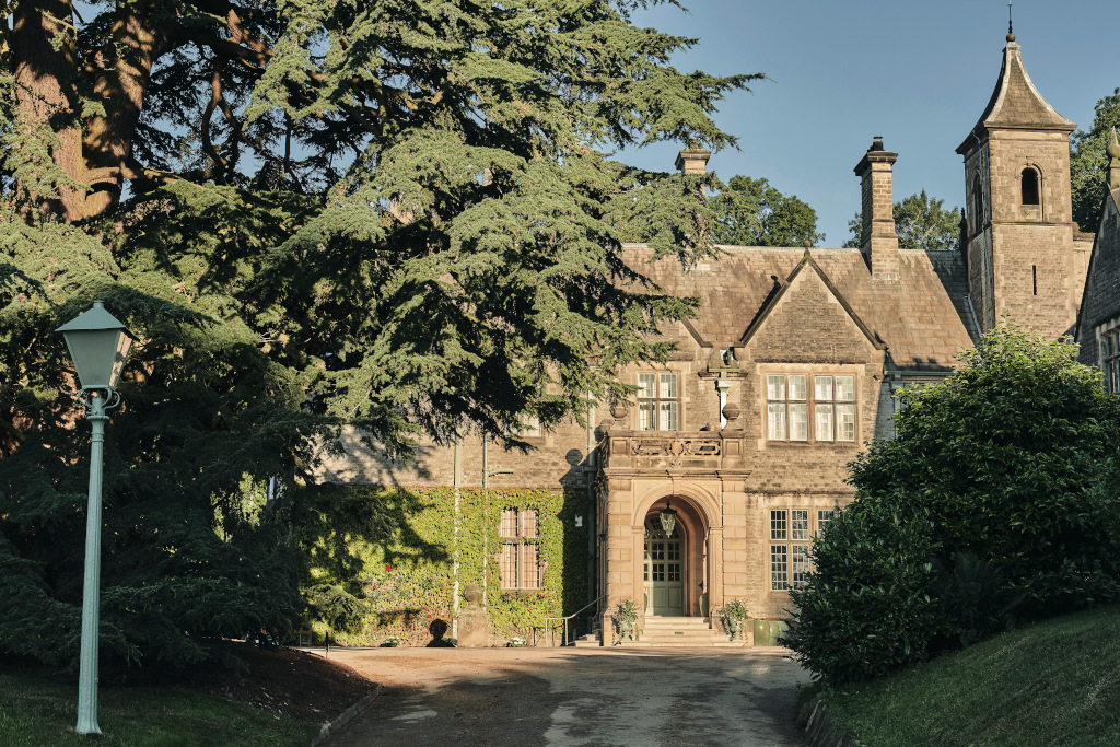 Country hotel, Wildhive at Callow Hall exterior with wisteria