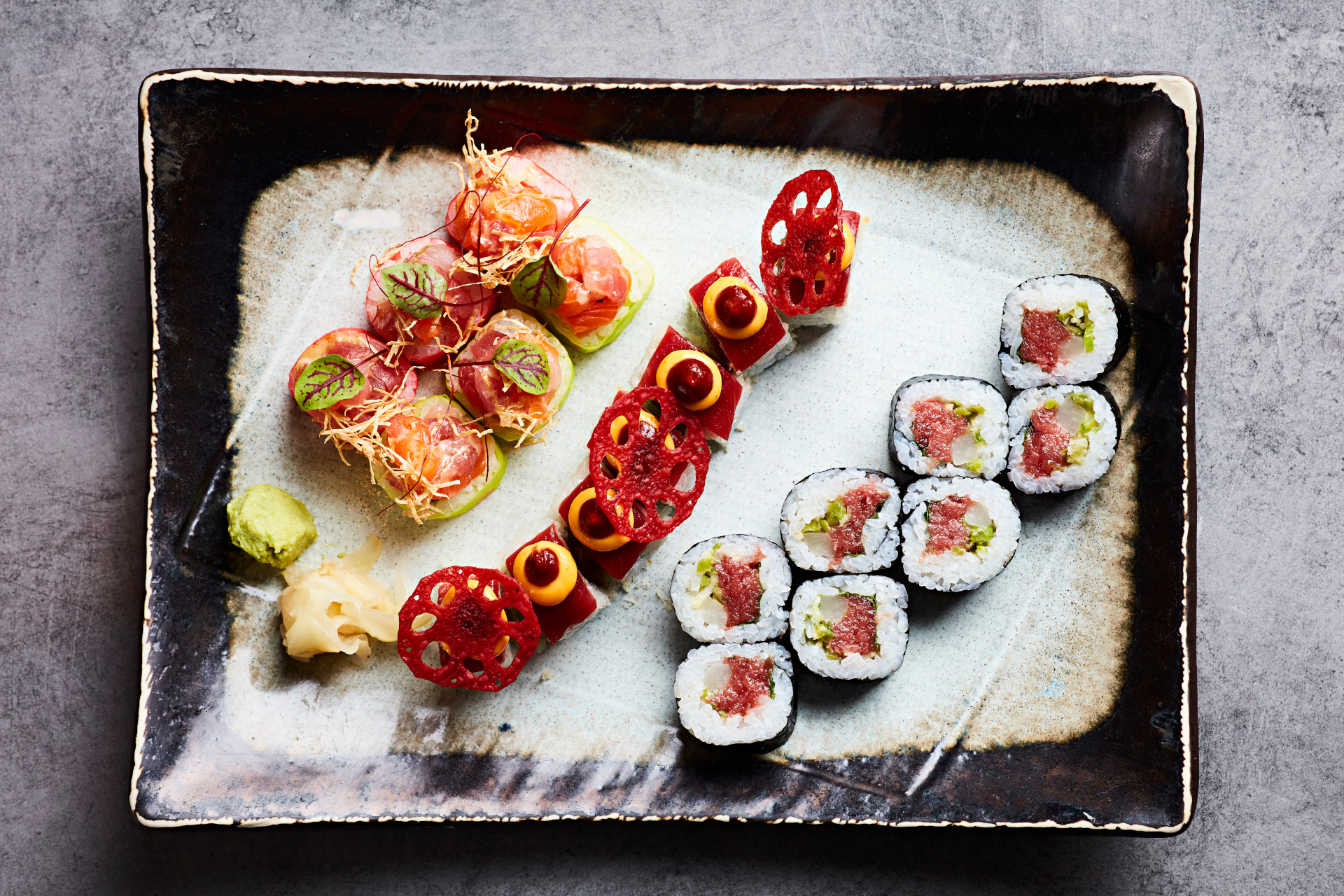 tray of sushi selection at sushisamba