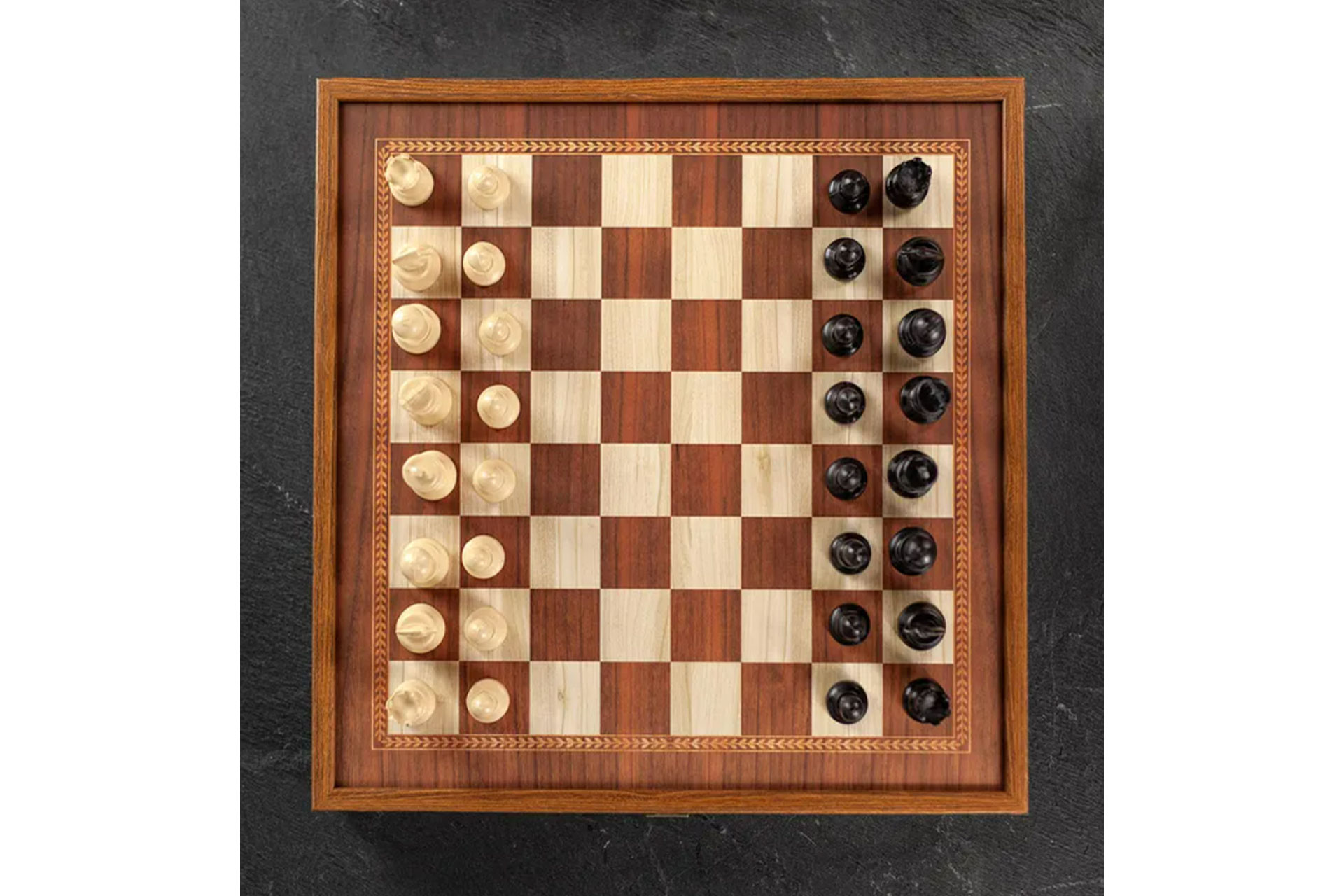 Manopoulos Backgammon and Chess Set in Wood Case - Small