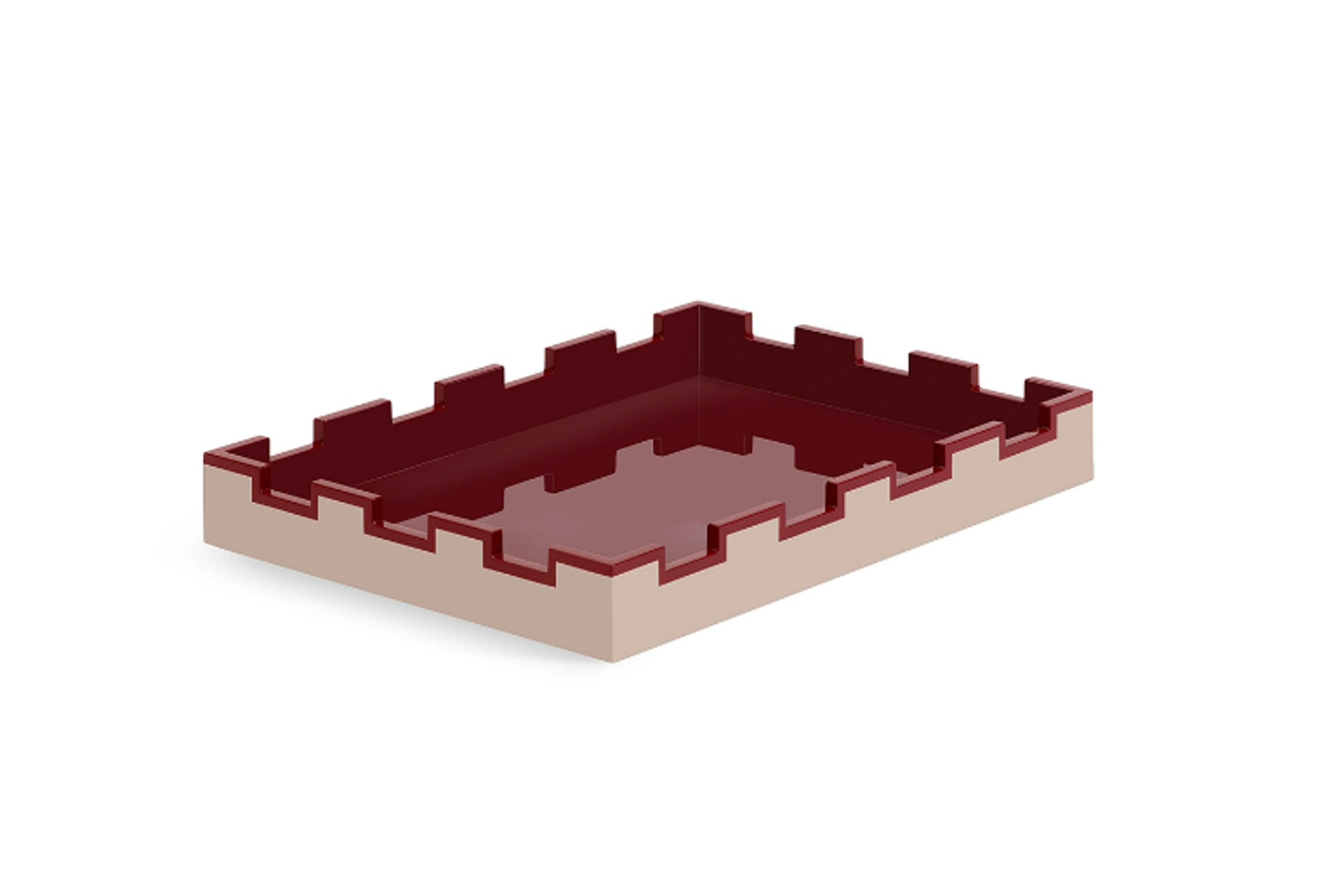 Red and pink crenellated tray sold by The Lacquer Company
