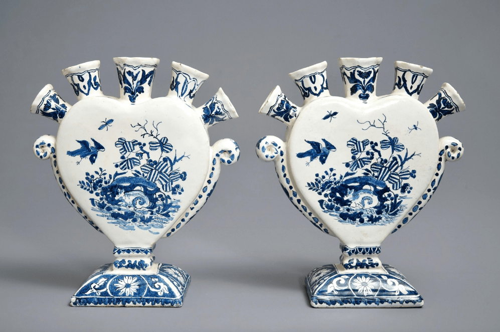 Pair of Heart-Shaped Tulip Vases or Tulipieres, 19th Century, sold by 1st Dibs