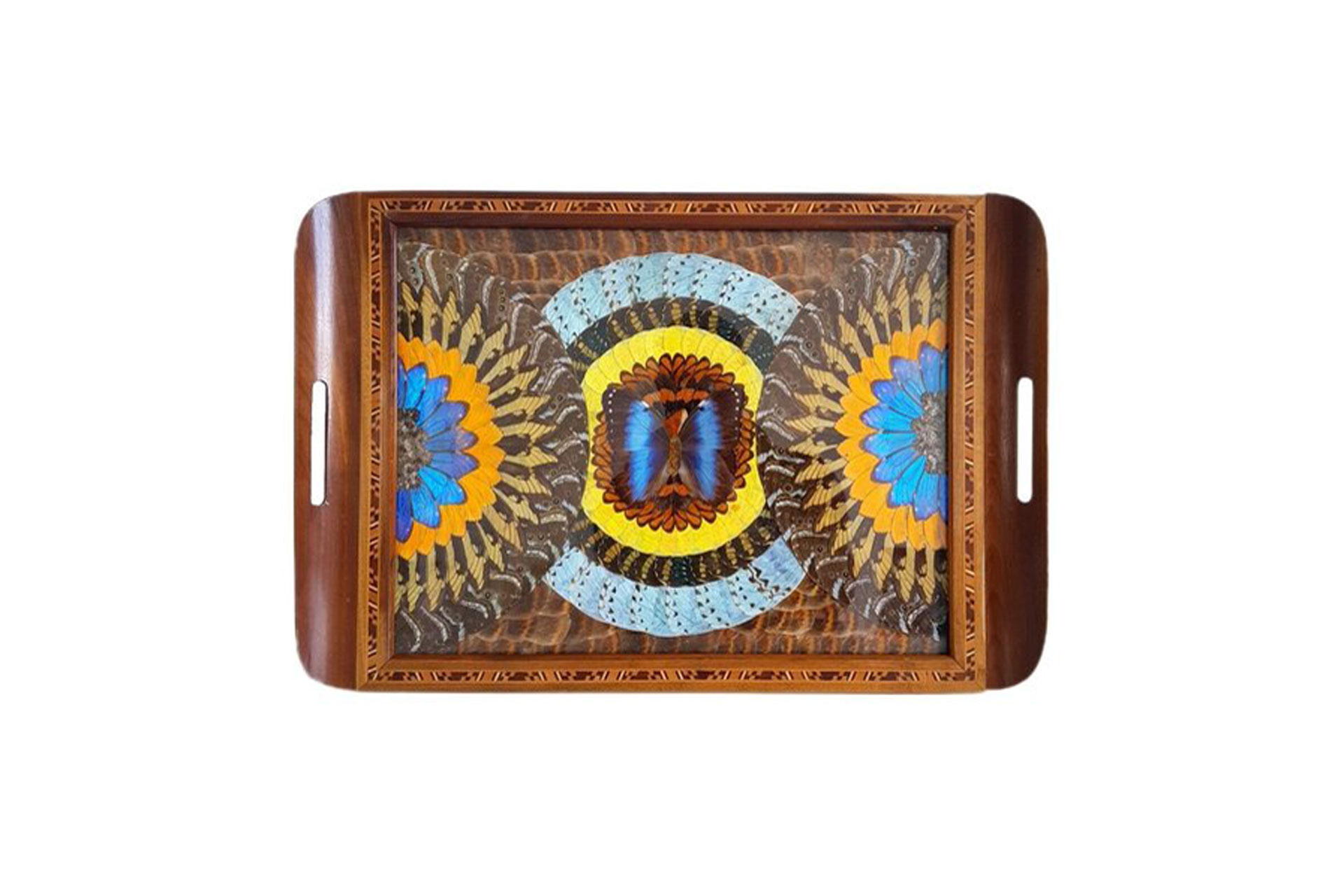 Carlos Zipperer Inlaid Butterfly Serving Tray, Brazilian, 1930s, 51 Cm sold by Vinterior