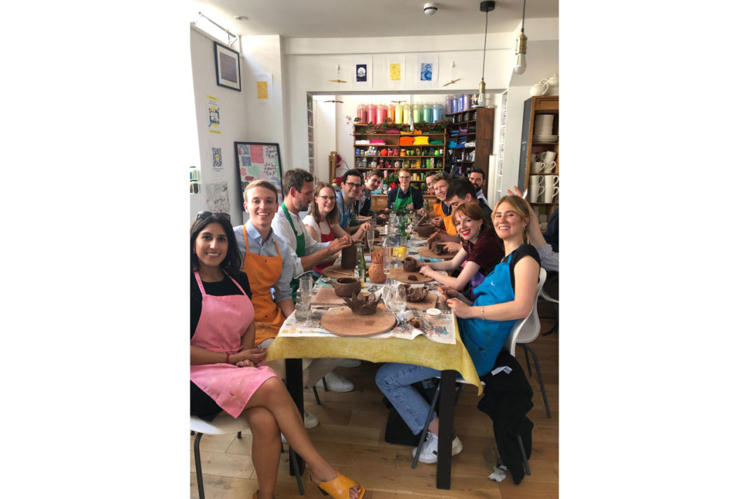 A group of potters at Make Your Own Pottery Studio
