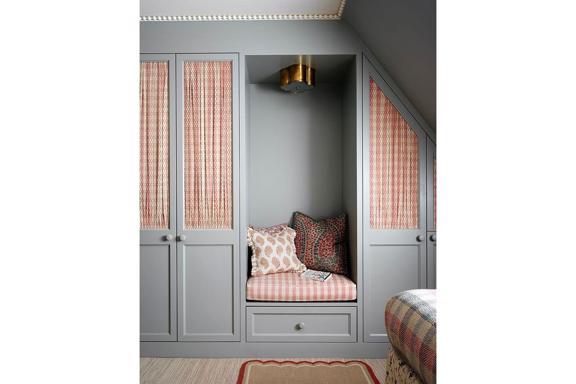 a blue cupboard with cloth finishes by Salvesengraham