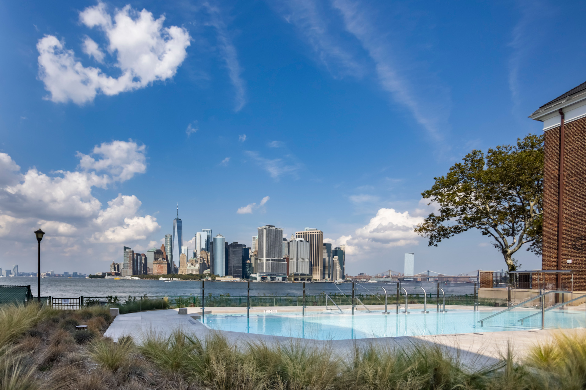 View of New York City from a pool