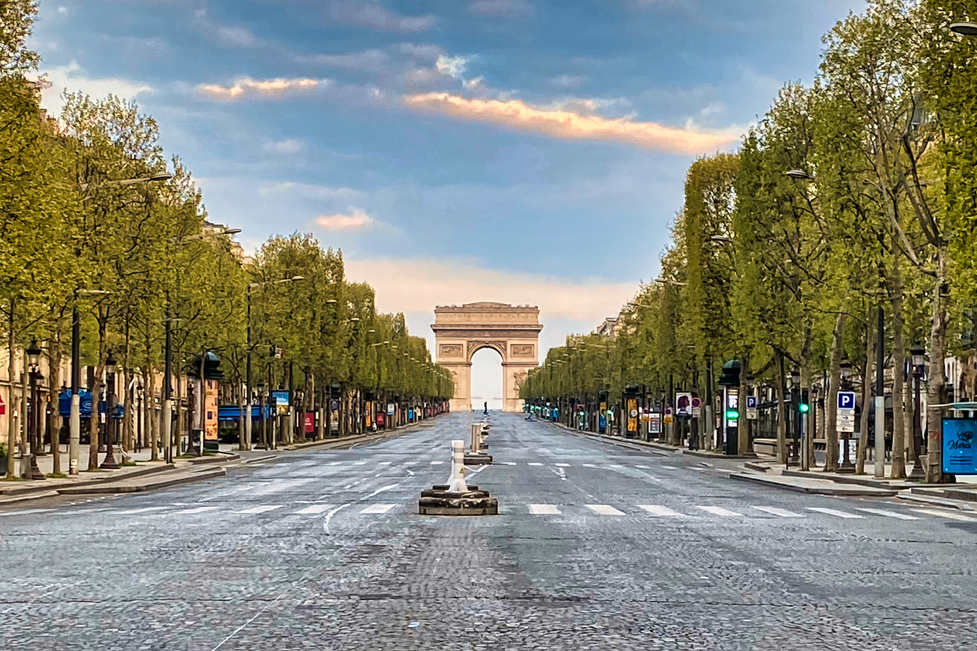 The empty Champs-Elysées in Paris during Covid