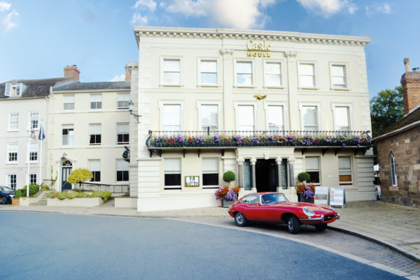 A Jaguar outside Castle House Hotel