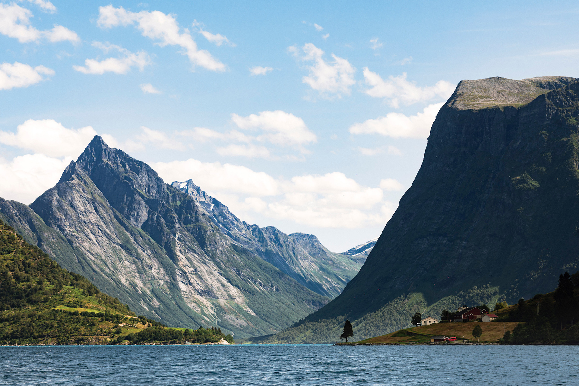 View of dramatic mountains from Hotel Union Øye