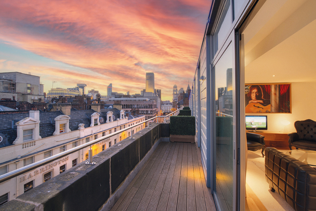 A balcony overlooking Liverpool