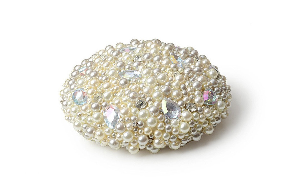 Pearl and crystal embellished beret