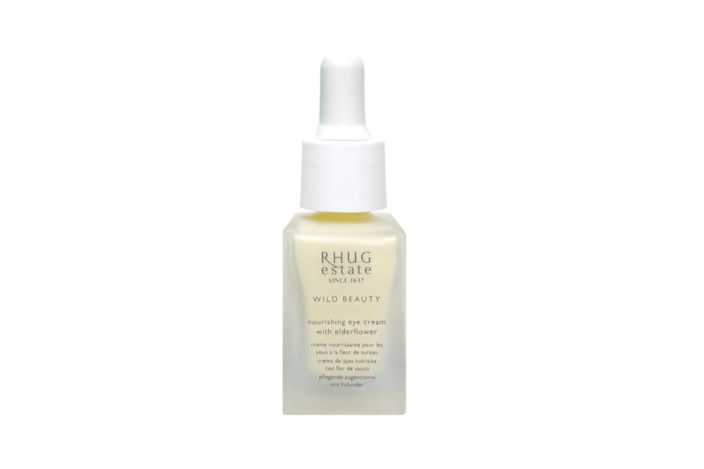 Clear bottle with cream-coloured liquid and white cap