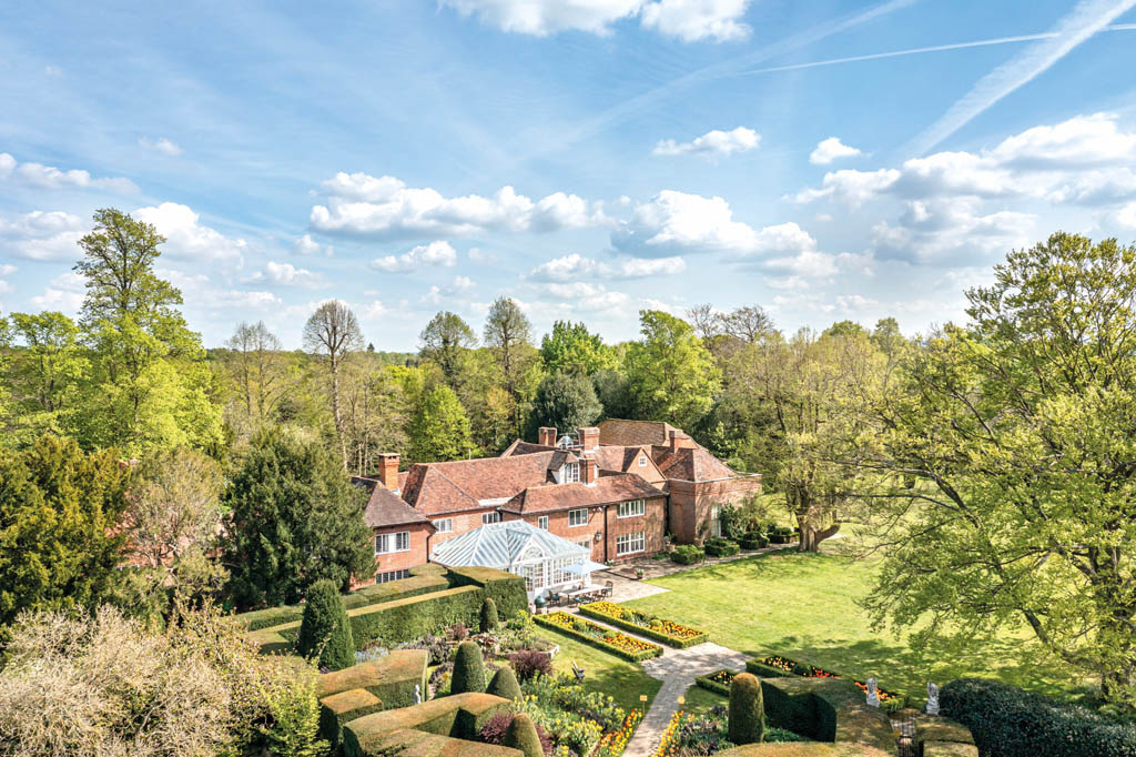 exterior overhead shot of country home in Surrey