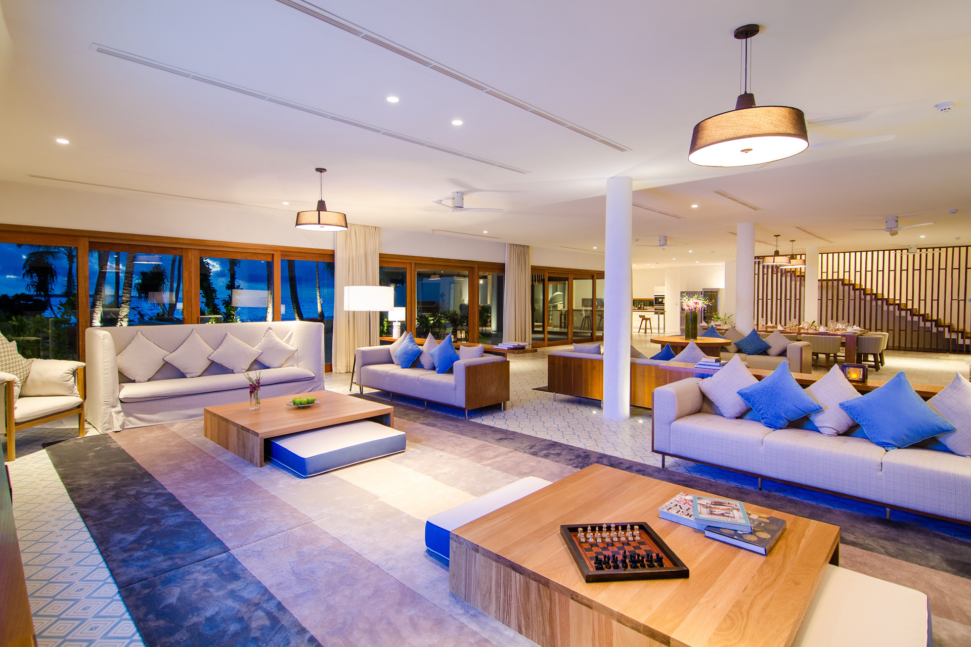 The interior of an eight bedroom residence at Amilla