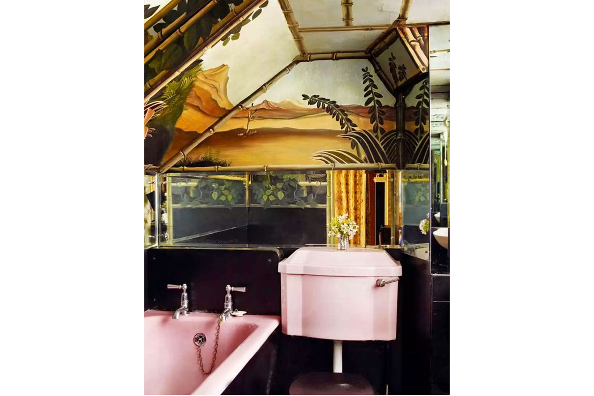 pink sink and pink bathroom at Faringdon House