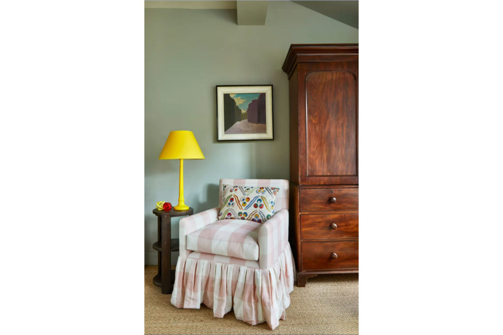 Salvesen Graham Ruffled Armchair with pink and white gingham print