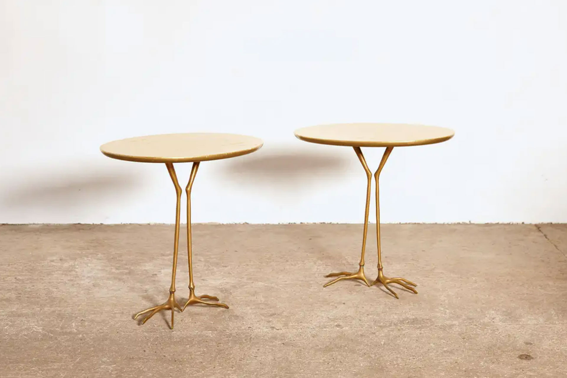 Side Table Ostrich Tables Original Pair of 1970s Meret Oppenheim Traccia Tables, Gavina, Italy