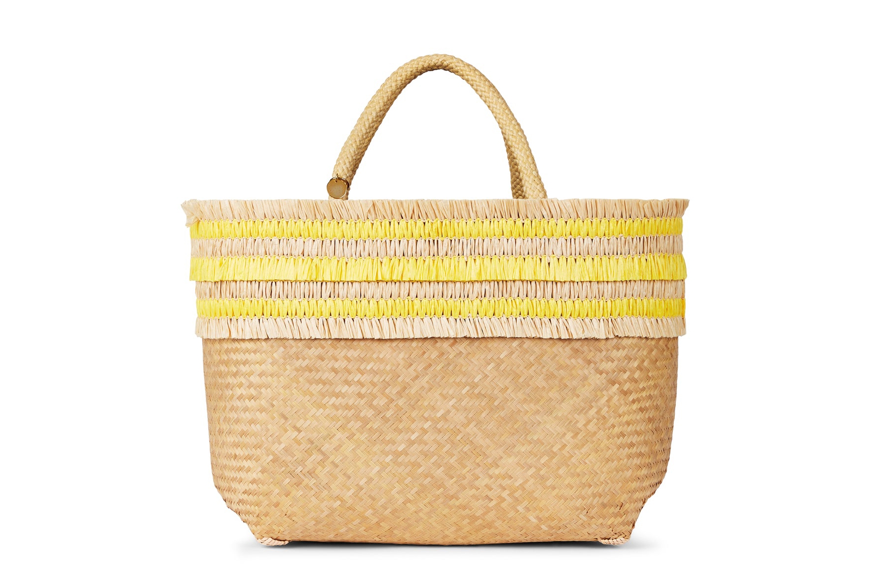 A weave bag with yellow details