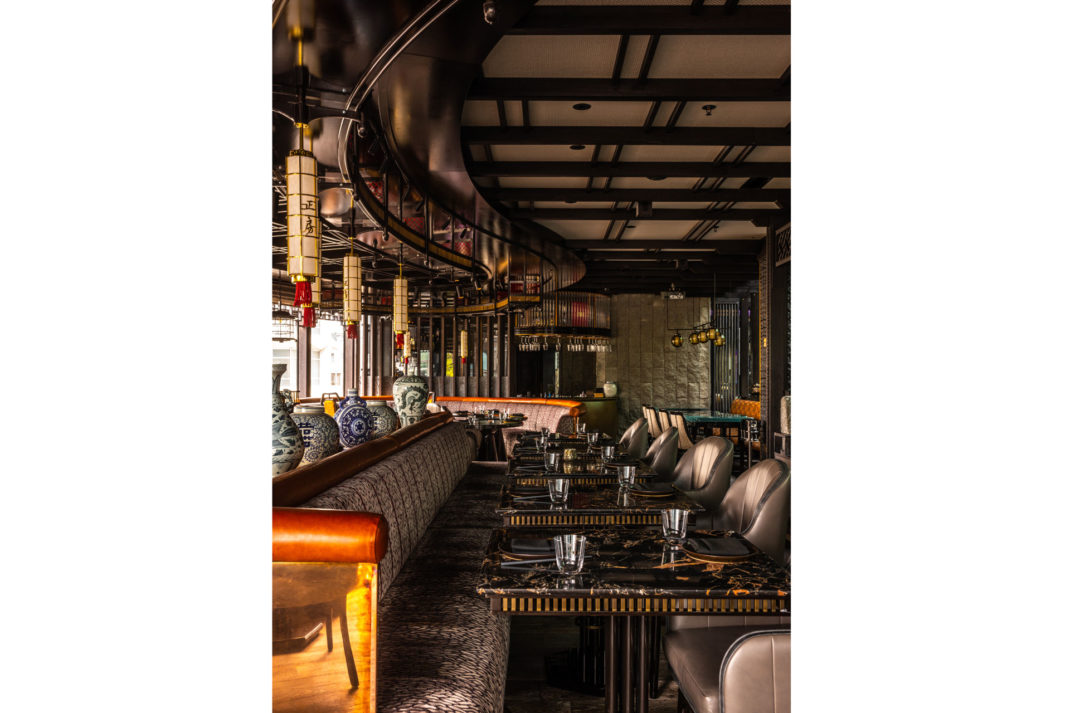 Interior of a new Chinese restaurant in London, Tattu, designed by Joyce Wang