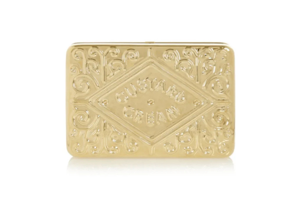 Metallic custard cream clutch