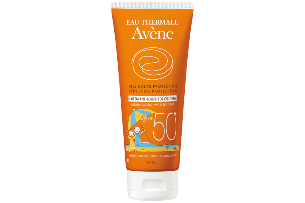 Orange bottle of kids' sun cream