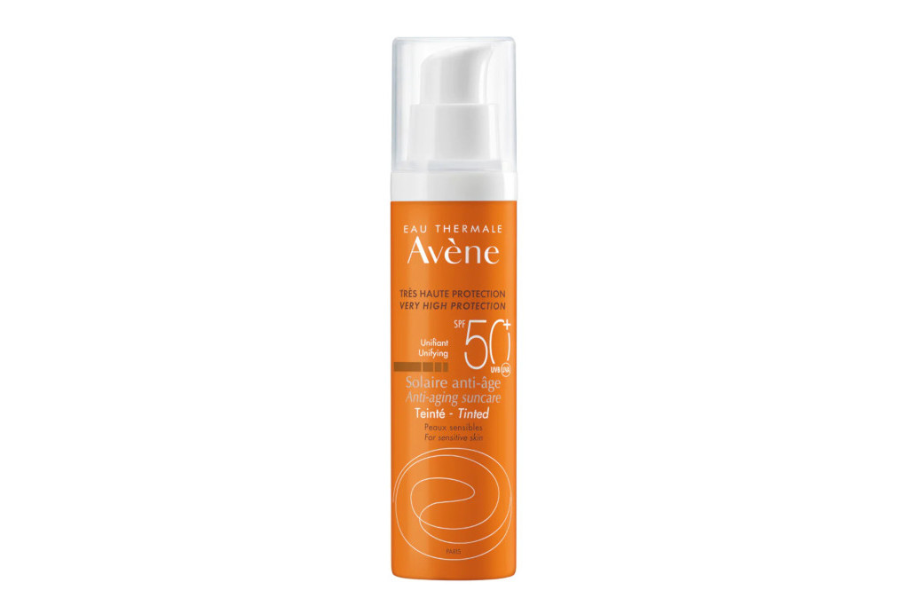 Orange pump bottle of SPF cream