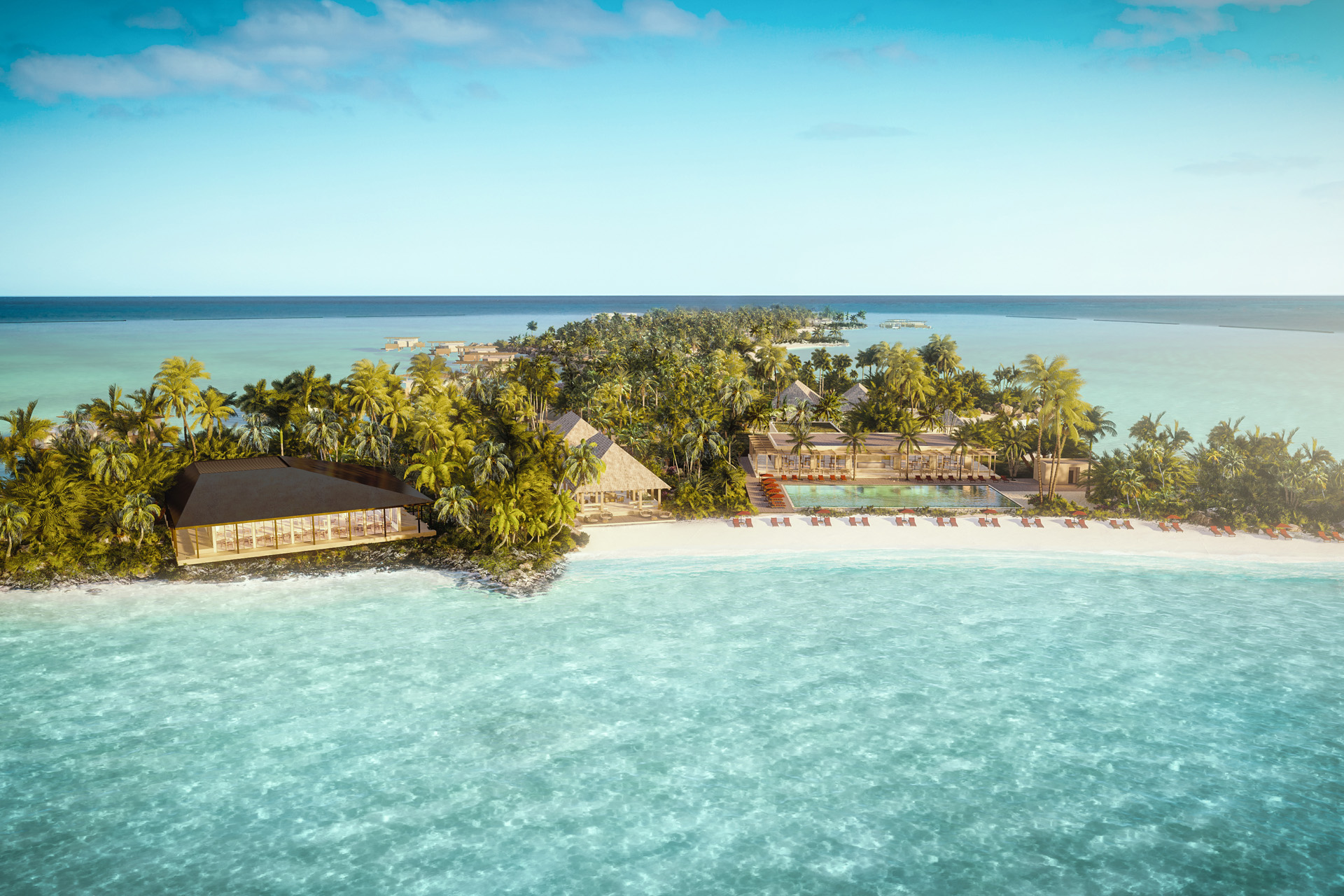 a maldives resort taken from above