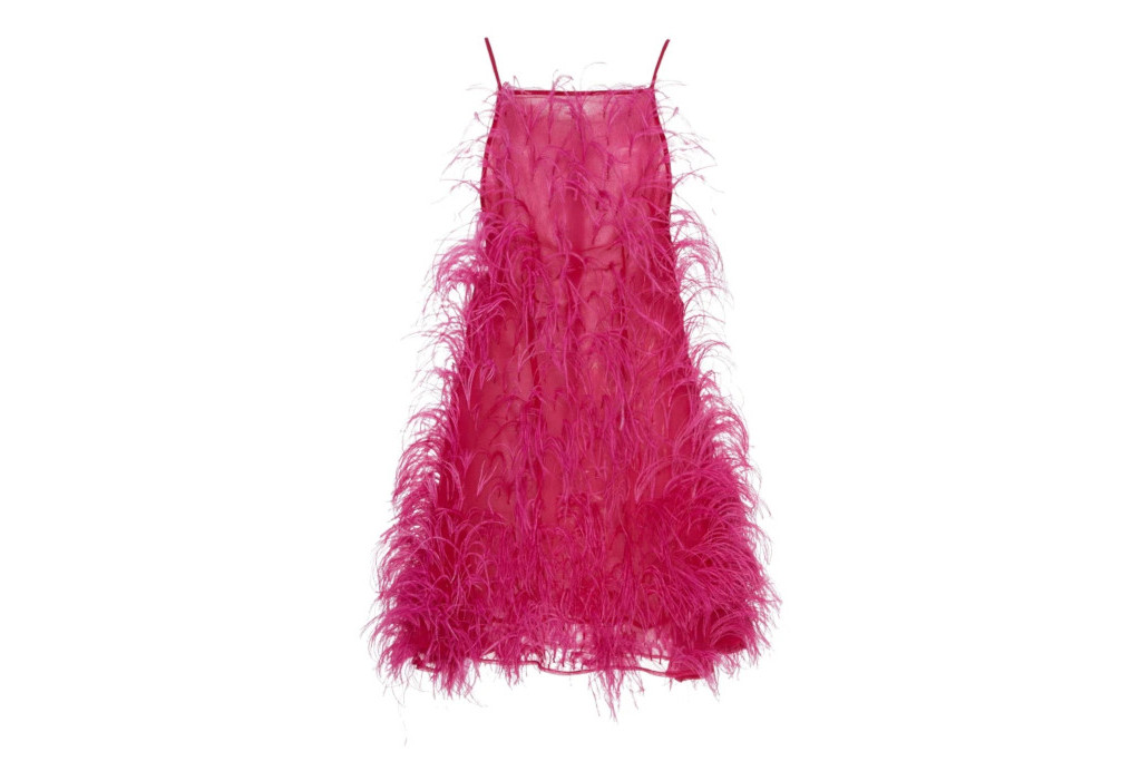 Pink feather mini dress
