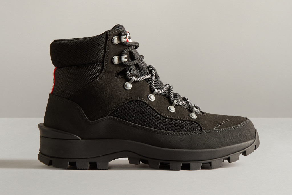 Brown boot on grey background