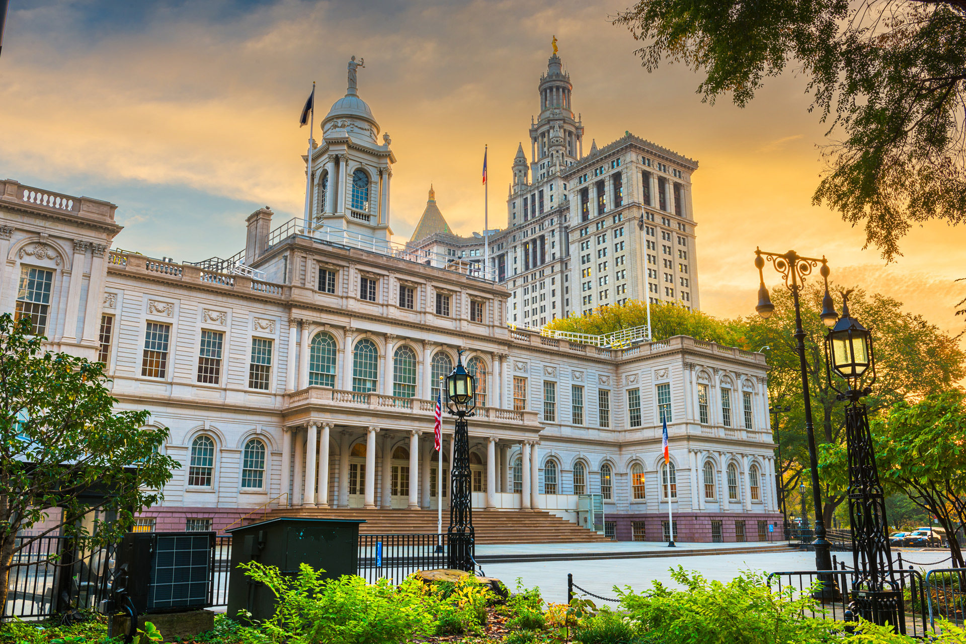 New York, New York, USA at New York City Hall in the morning time.