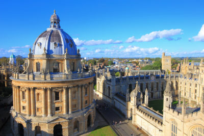 The Oxford University City, in the top of tower in St Marys Church. All Souls College, England