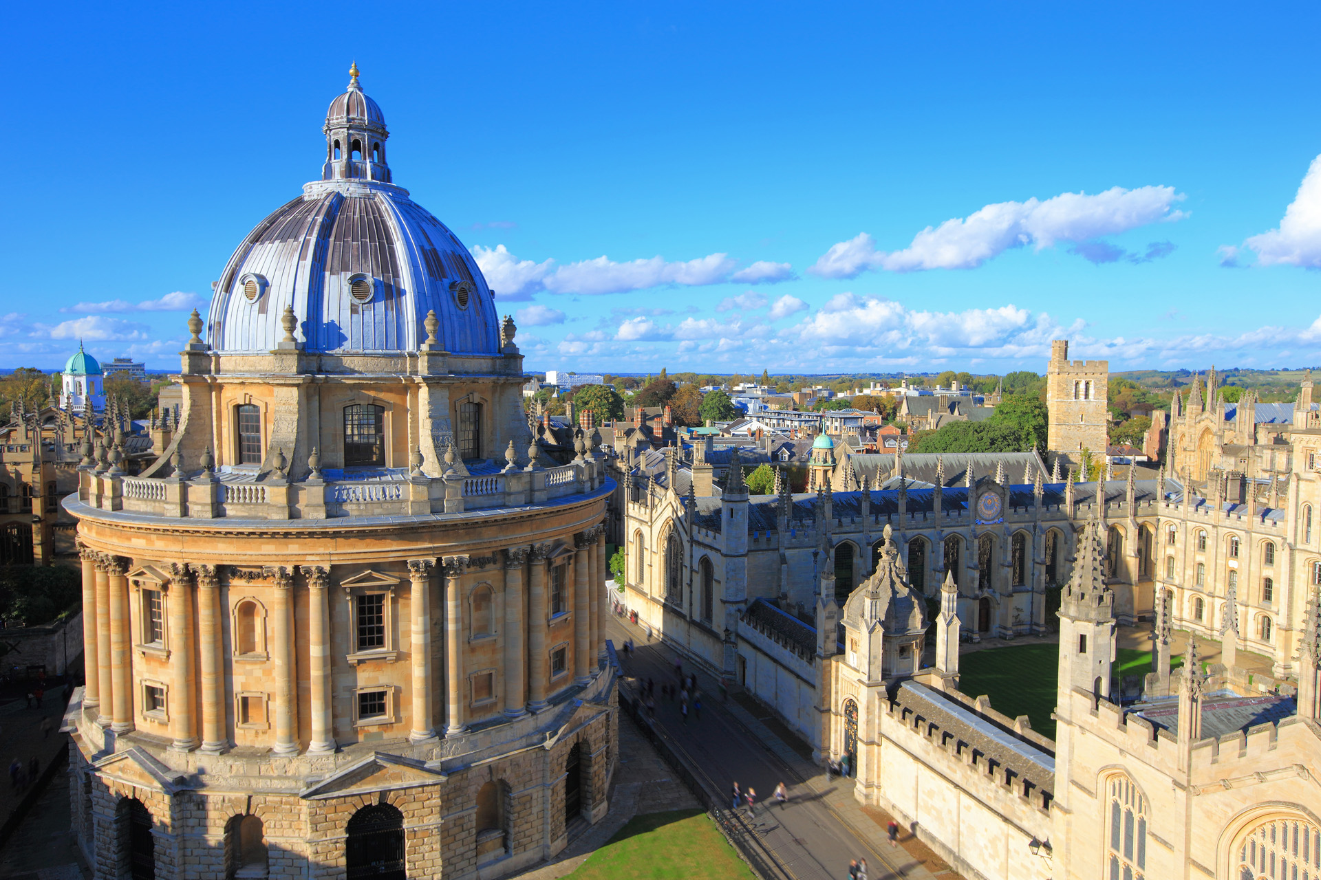 The Oxford University City, in the top of tower in St Marys Church. All Souls College, England
