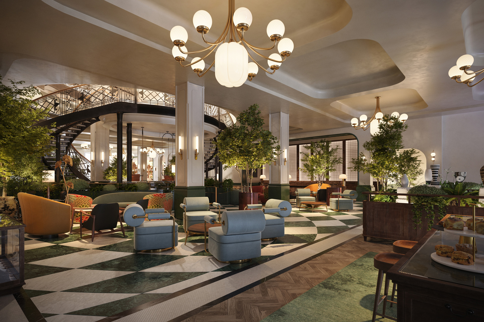 A digital rendering of the lobby