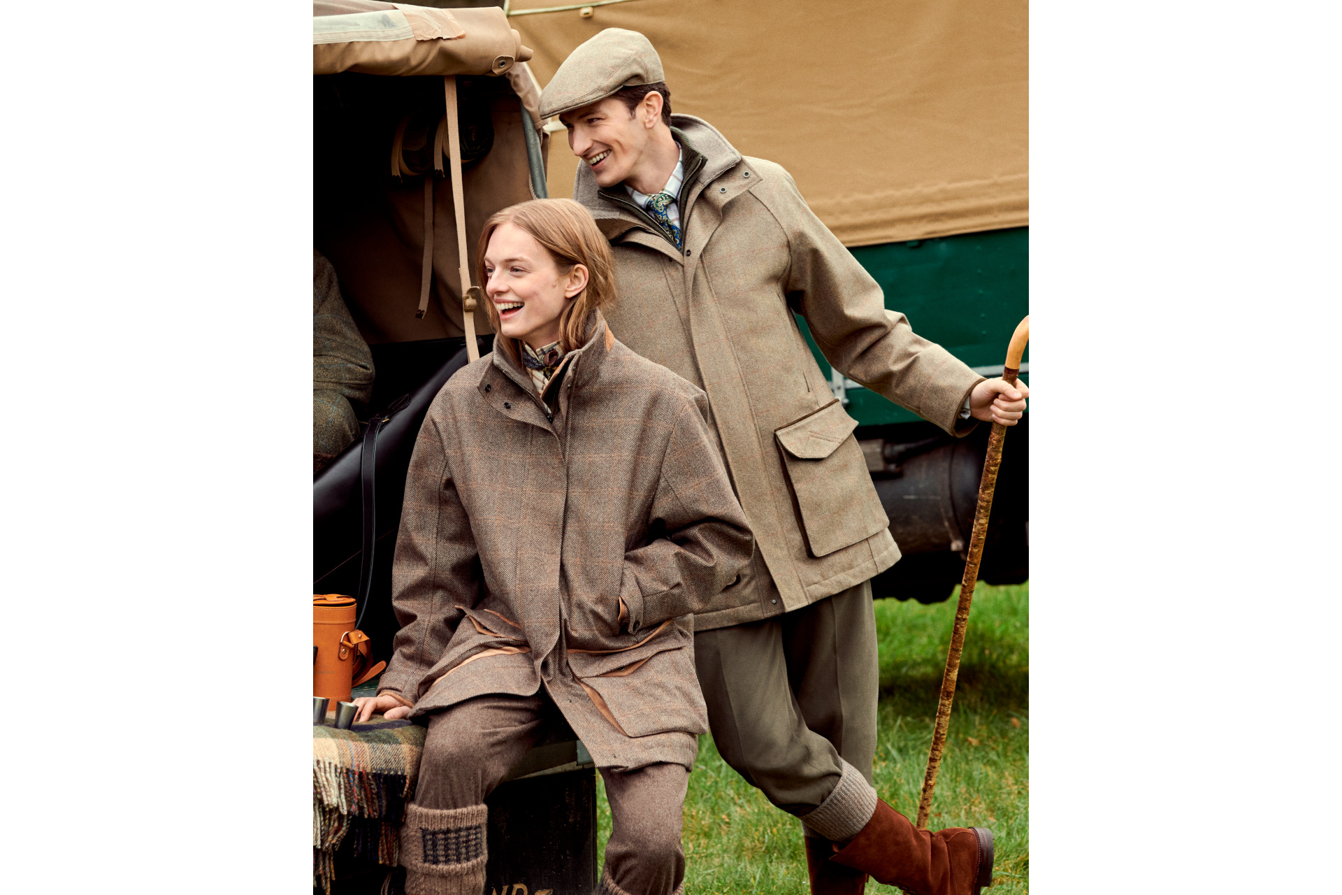 Two people in country sports clothing