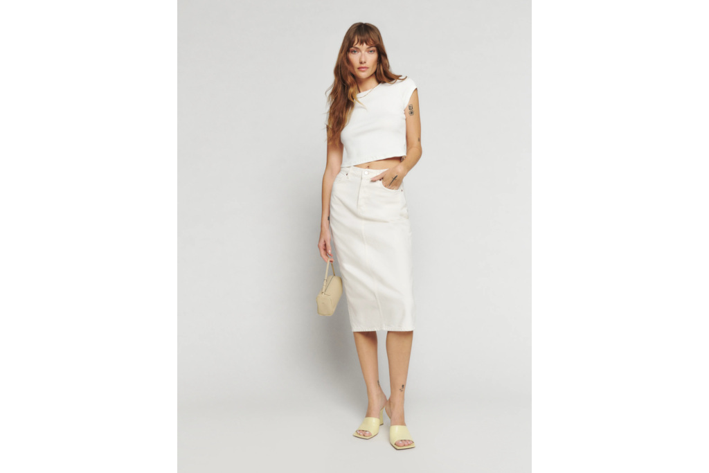 Woman in cream skirt