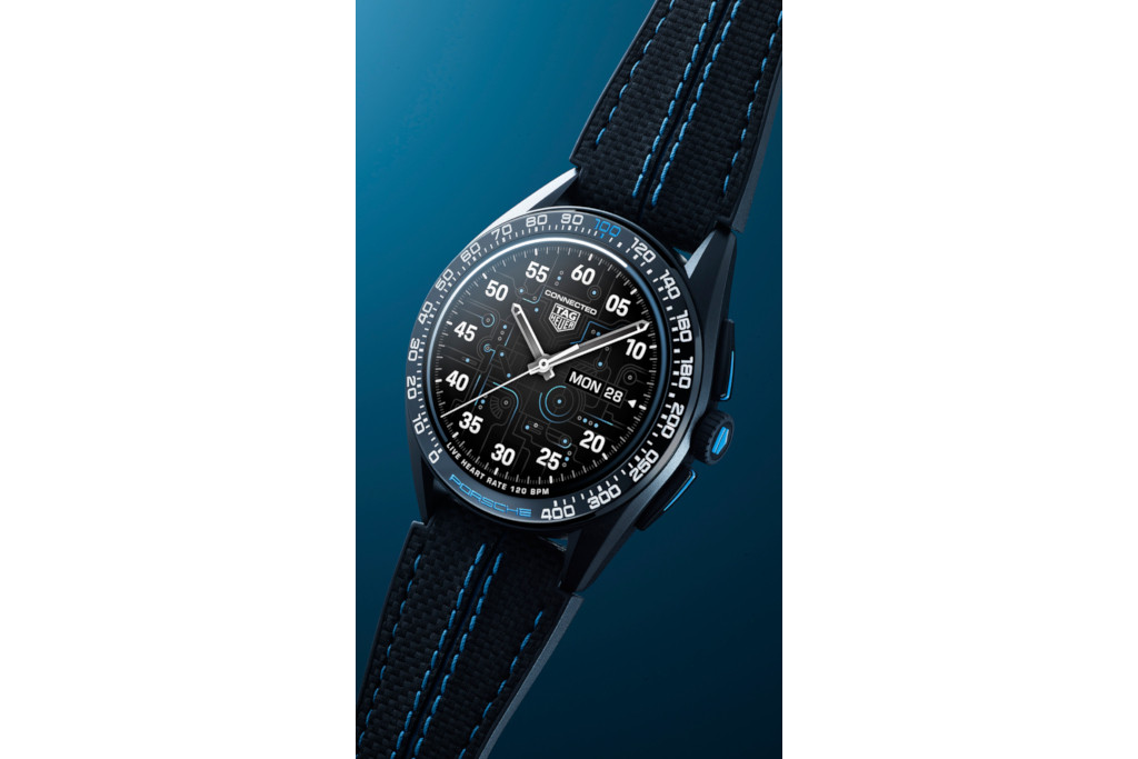 Black watch on a blue background