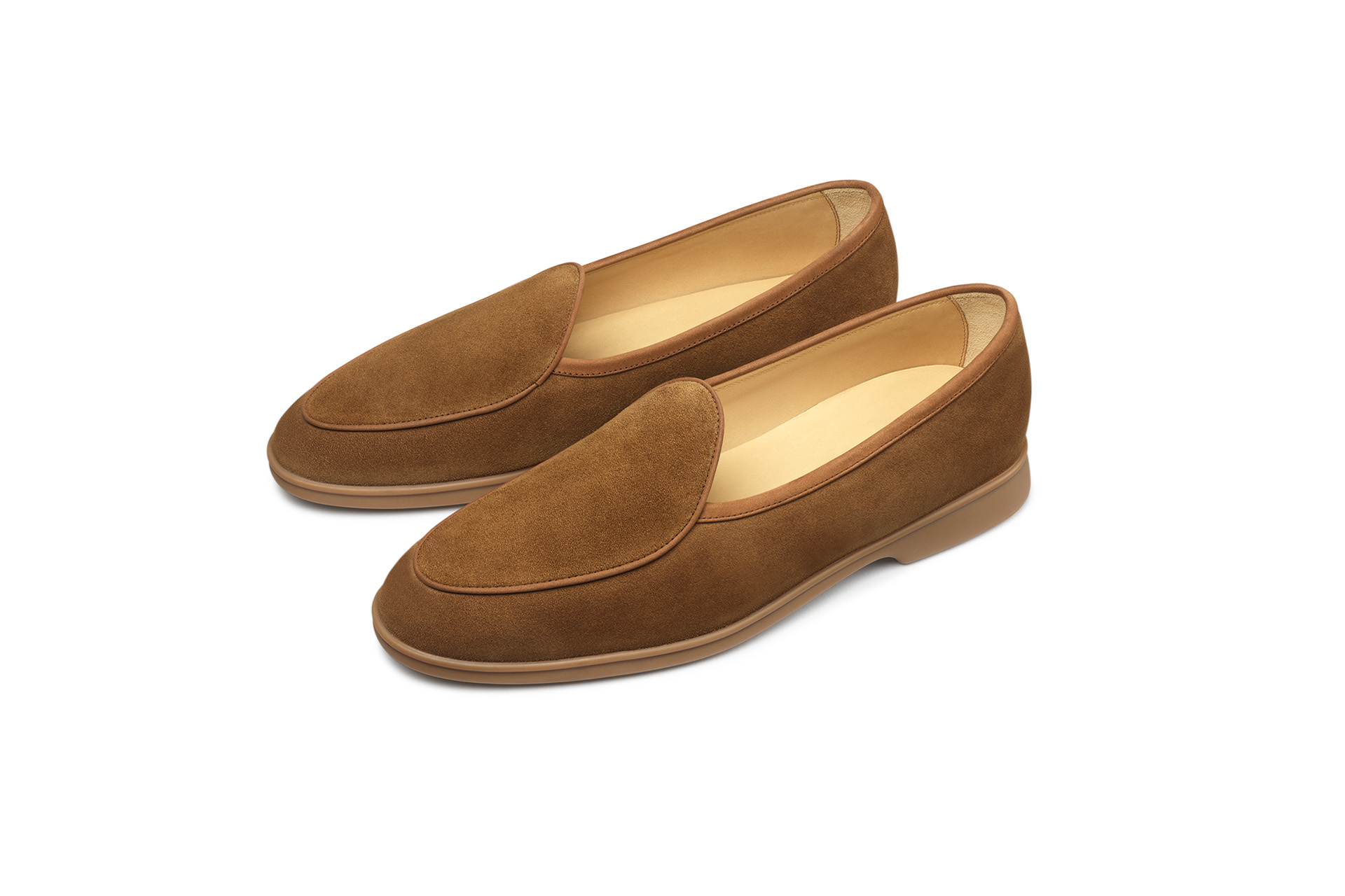 Baudoin & Lange Loafers Stride_Glove Suede Soft Nubuck_Earth_Caramel Sole_3_4top