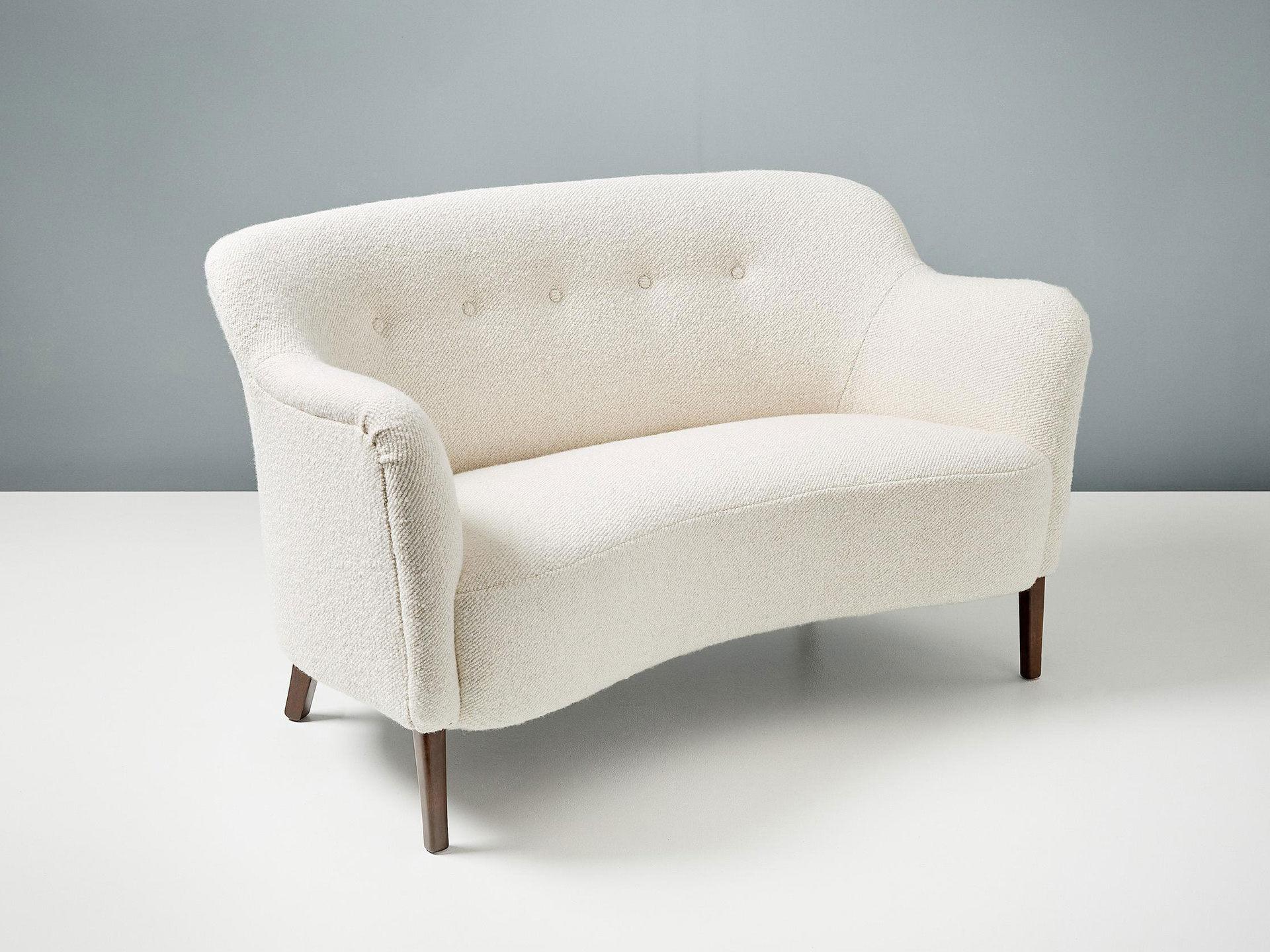 Vinterior Sofa - Slagelse Mobelvaerk 1950s Curved Boucle Sofa