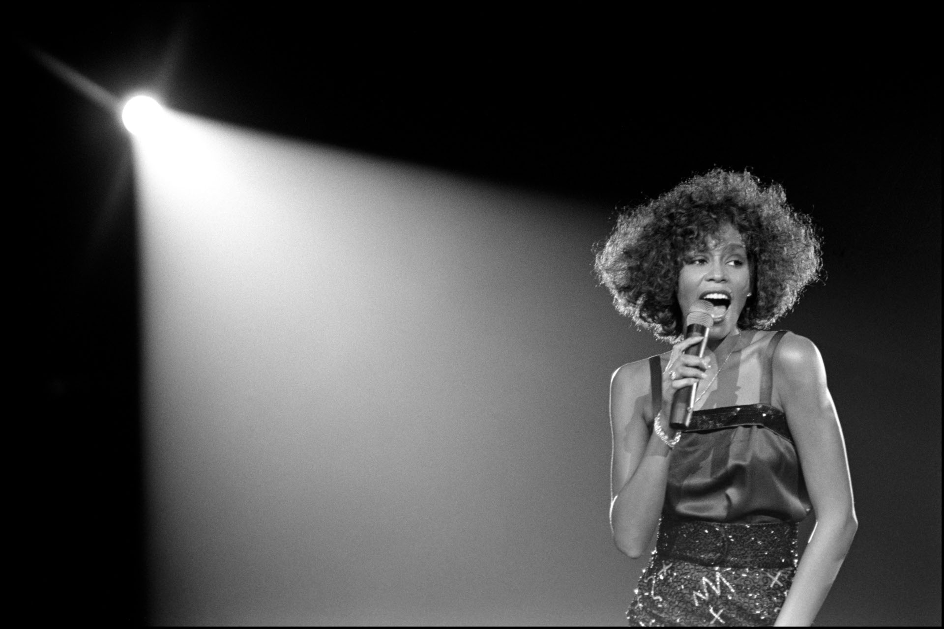 Whitney Houston performing at Wembley Arena, London
