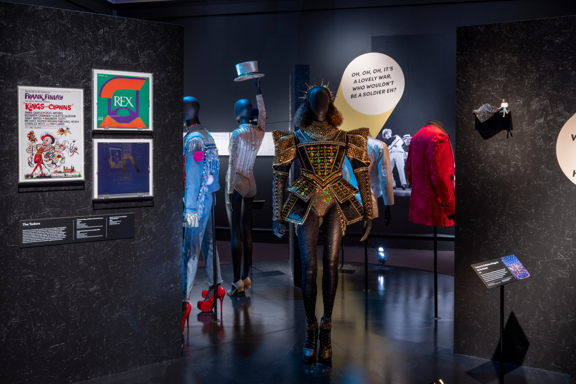 Installation view of Re:Imagining Musicals at the V&A