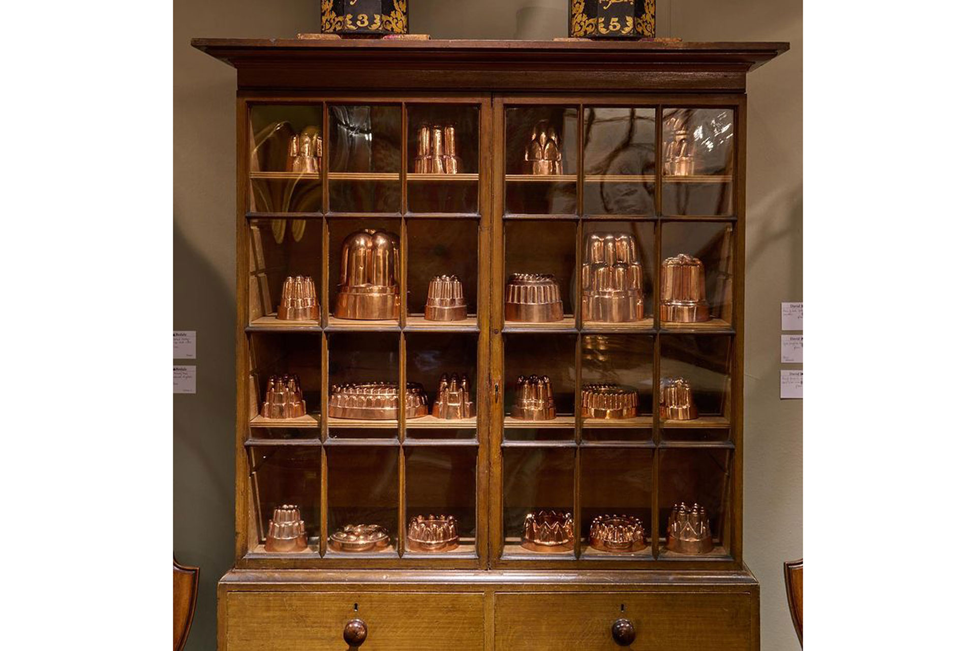 Copper Jelly Tins in the Decorative Arts Fair in Battersea