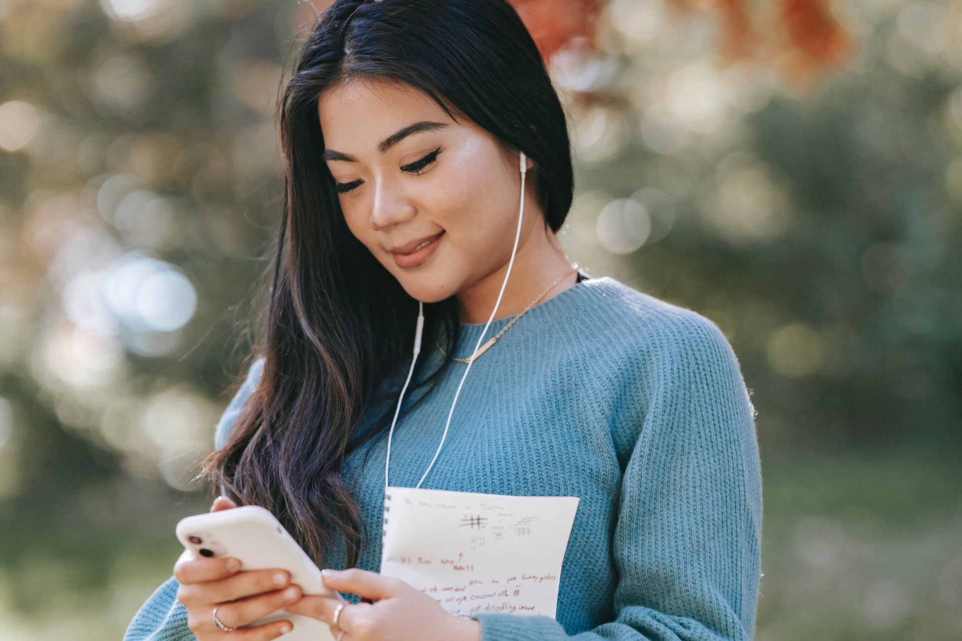 A girl with headphones