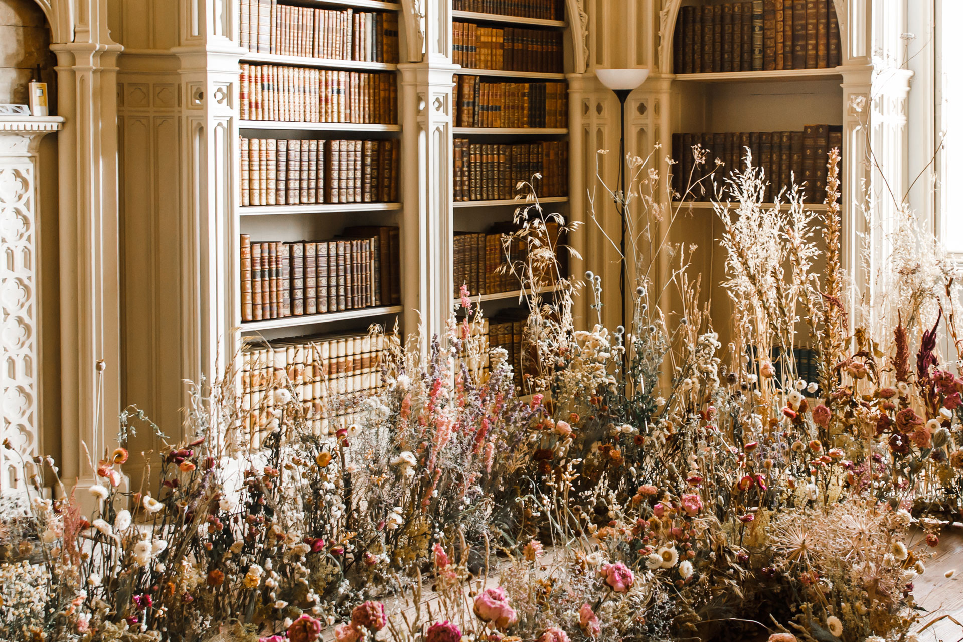 a close up of the dried flowers in the library of Strawberry Hill House