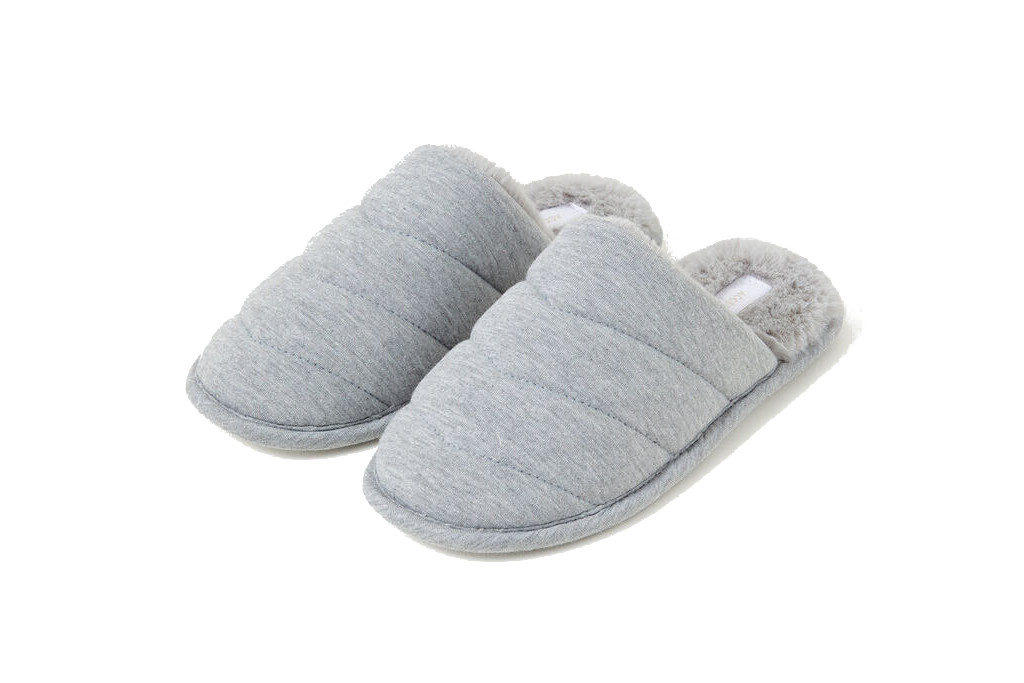 Grey quilted slippers