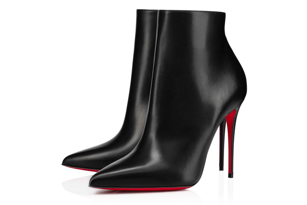 Red-soled black heeled boots