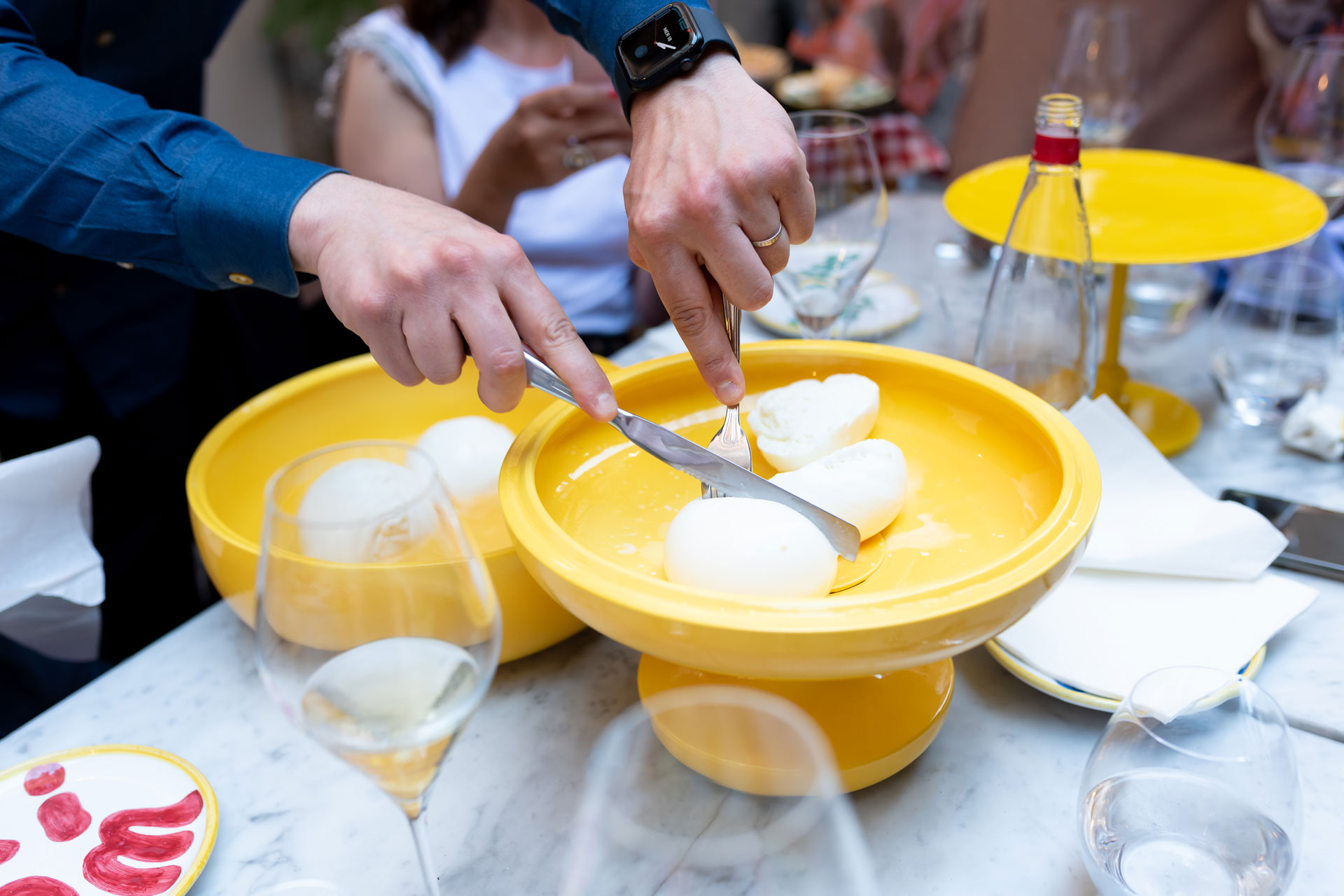 Yellow dish with cheese inside 